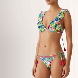 Nanette Lepore Cactus Vixen Ruffled Floral Bikini Set Size Small